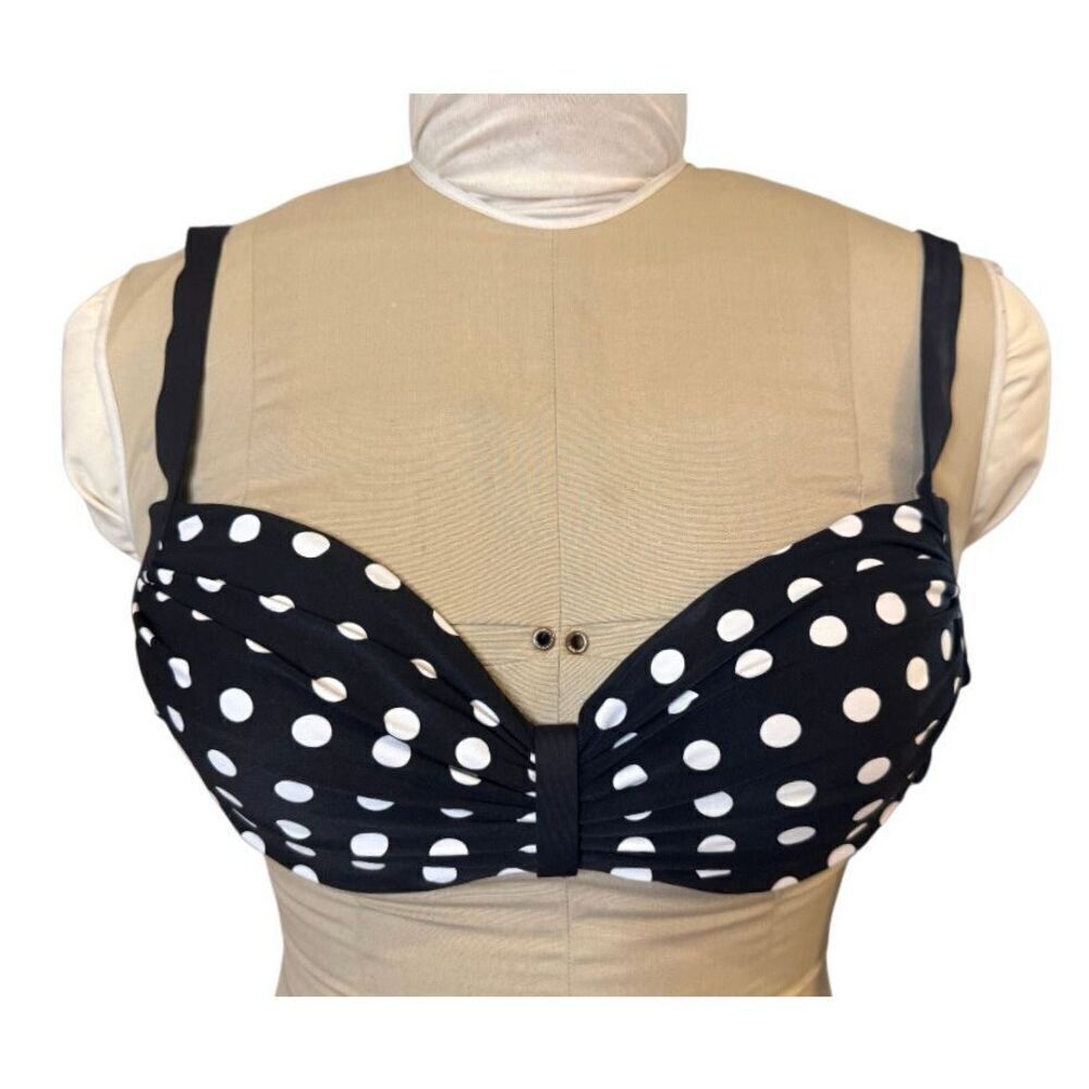 NWT CoCo Reef Bikini Top Black/White Polka Dot Divine Power Bra 32/34 D
